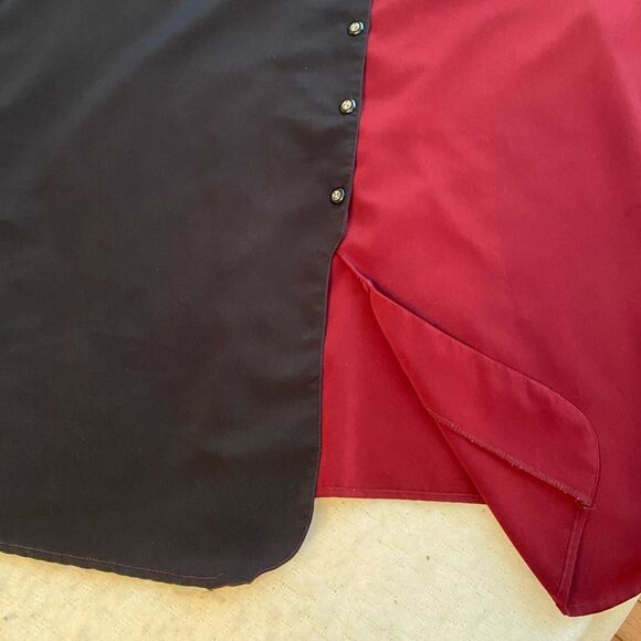 Vintage Maroon and Black Button Up Abstract 80s Shirt Size 22 - Picture 7 of 7